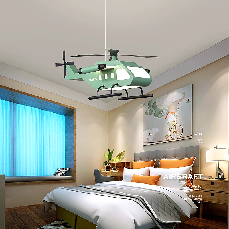 Modern led ceiling lights for Kids Children baby Bedroom Cattoon aircraft Creative Ceiling Lamp Yellow green boys girls Room