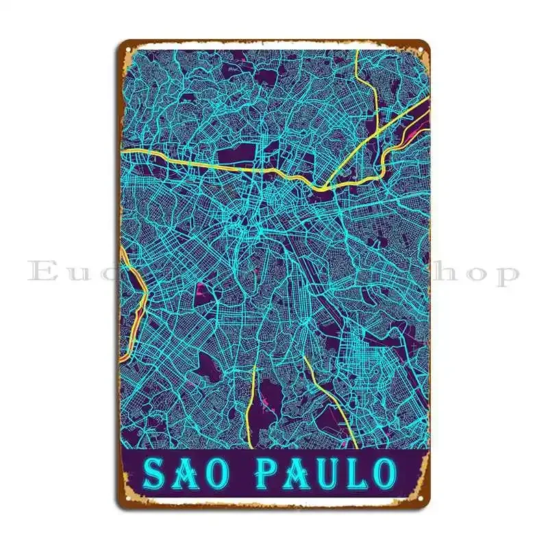 

Металлическая табличка-постер SAO PAULO, декор для кинотеатра, настенный декор, дизайнерская жестяная вывеска-постер для кинотеатра