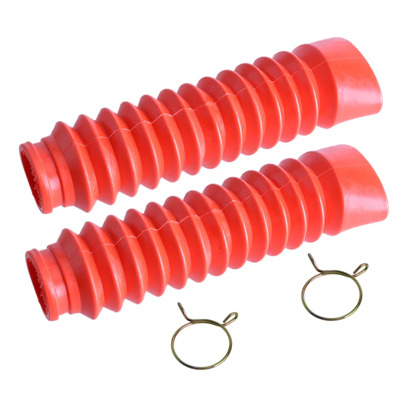 

2Pcs 32mm Red Motorcycle Front Rubber Gaiter Boot Fork Shock Absorber Dust Cover Antislip