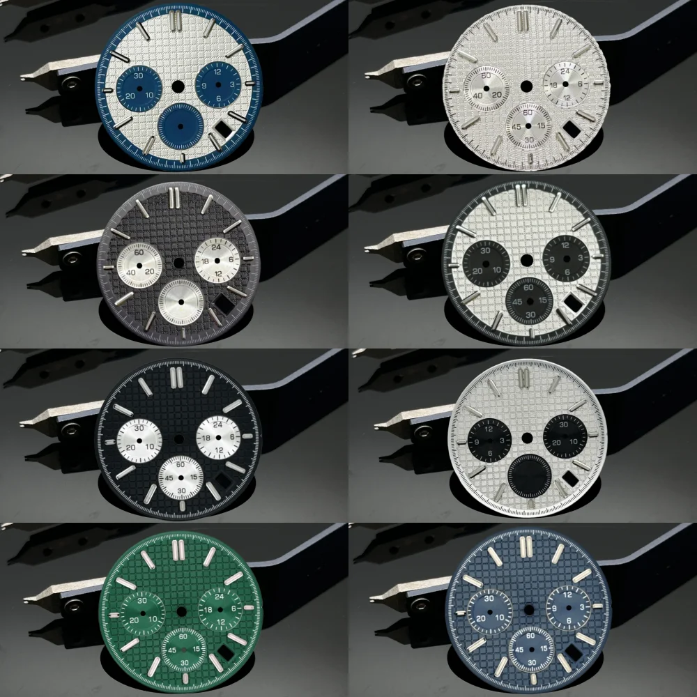 

Green Luminous Black Blue Green Watch Face Fit VK63 Quartz Movement Replacement Watch Parts for Oak Watch Case Hands No Logo