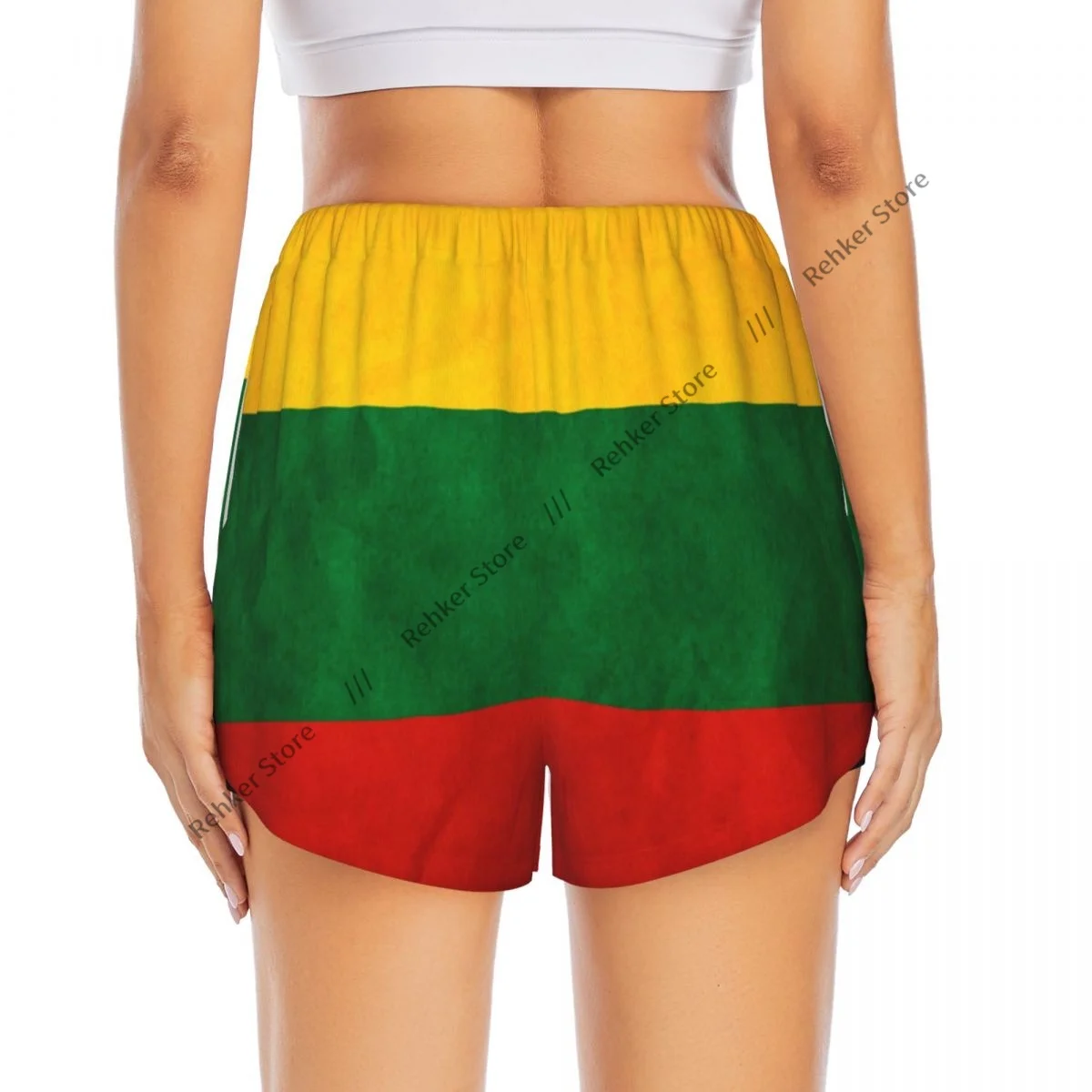 Yogashorts voor dames Fitnessshorts Biker Workout Hardlopen Sportshorts Litouwen Vlag Sneldrogende sportkleding met zak