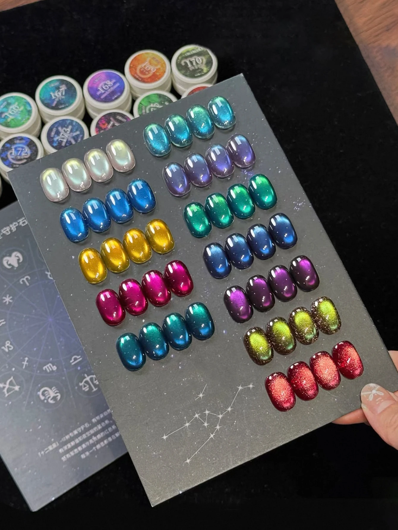 1/12 pçs 2025 kit de arte do prego feminino outono e inverno contas de vidro espumante colorido azul roxo amarelo olho de gato uv gel unha polonês