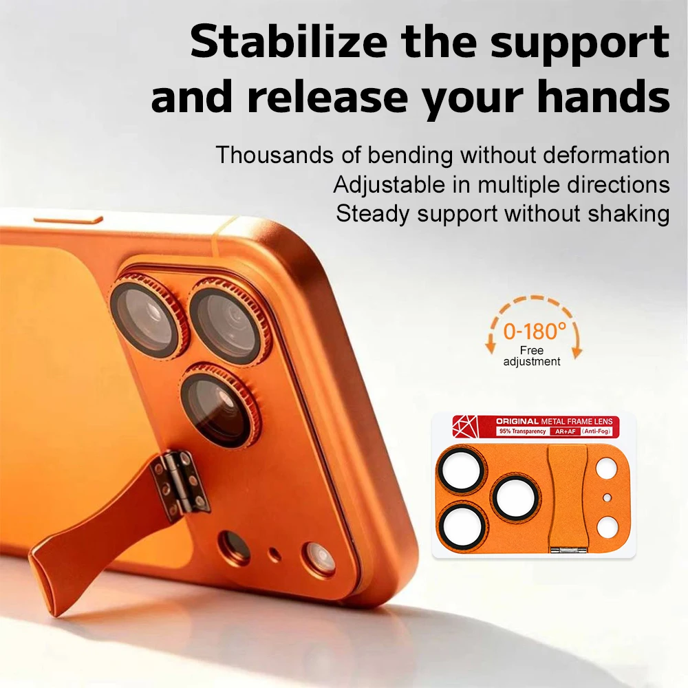 1-5Pcs 0-180° Free Adjustment Flip Lens Protector for Apple iPhone 18 17 Pro Max Built-in Kickstand for iPhone 18 17 Pro Films