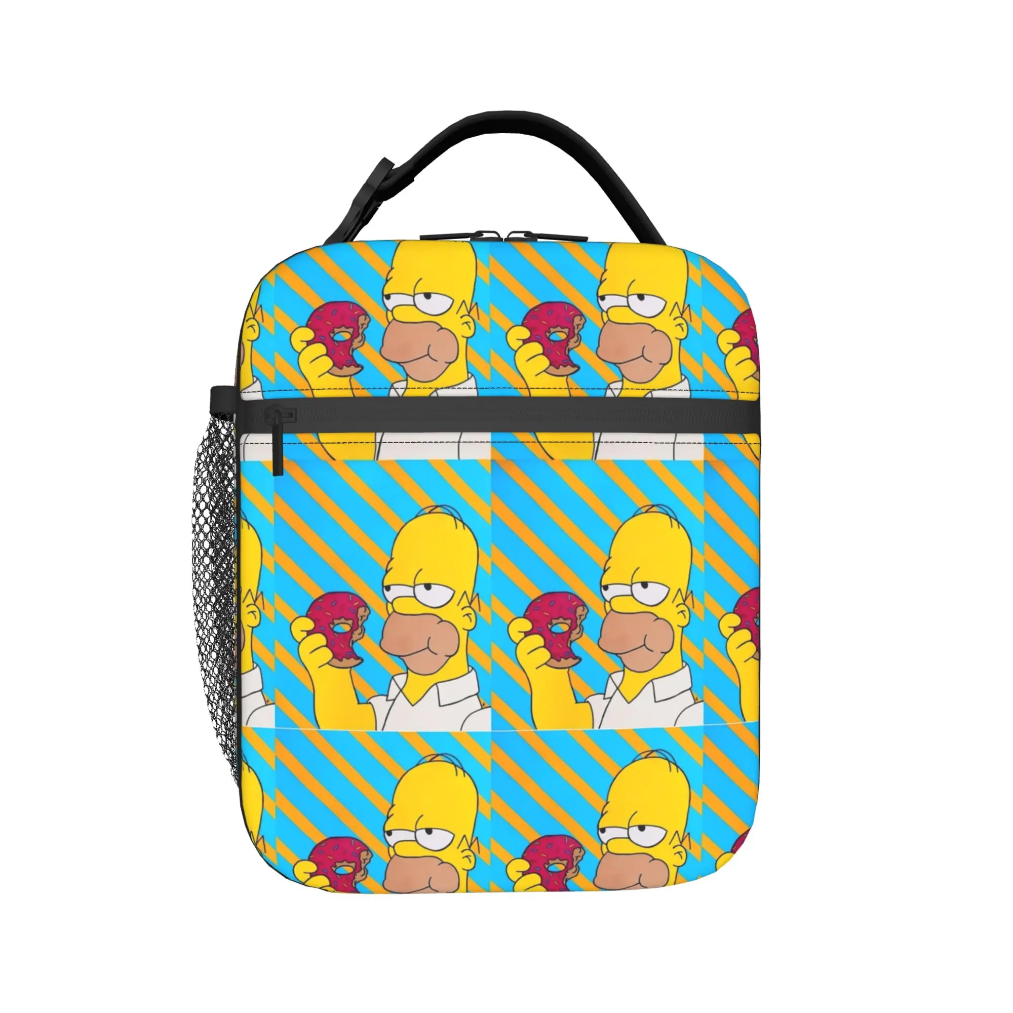 Donut Homer S-Simpsons Lunch Bag  Fun Lunch Box For Women Office Portable Cooler Bag Oxford Graphic Design Tote Food Bags