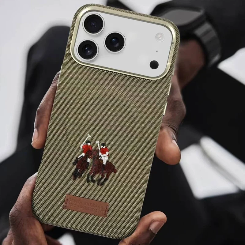 

Магнитный кожаный чехол Yolanda с вышивкой для iPhone 17 Pro Max, защитный чехол для iPhone 17 Pro, черный, коричневый, синий