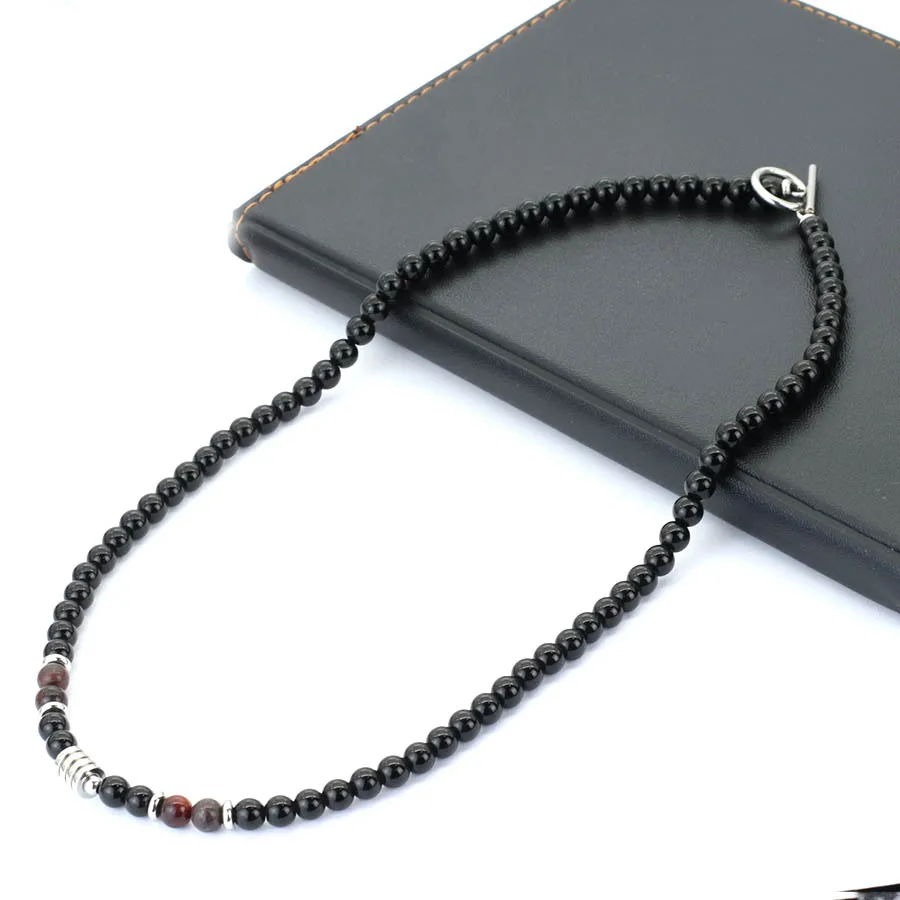 Modische 18-Zoll-Herrenhalskette, 3 Farboptionen, 6 mm Obsidian-Tigeraugen-Stein, Halsaccessoire, perfektes Geschenk für Ihn, Heilschmuck – Detail 4