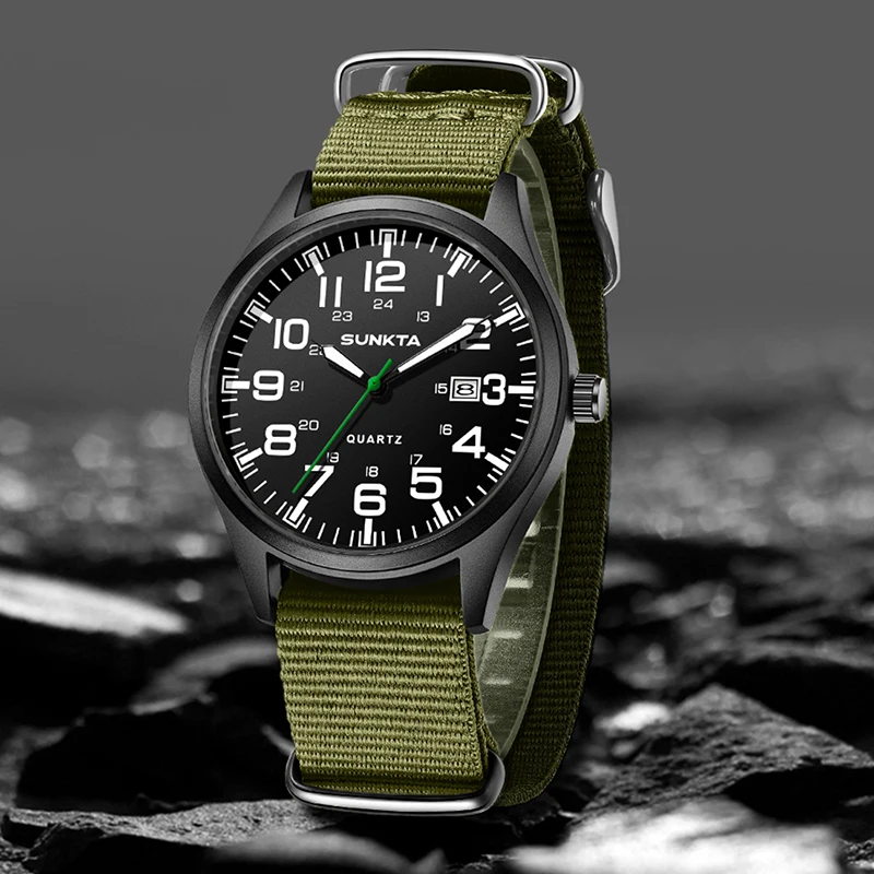 

LIGE SUNKTA New Luxury Men Watch Fashion Business Watch Men Army Military Nylon Strap Waterproof Luminous Men Quartz Wristwatch