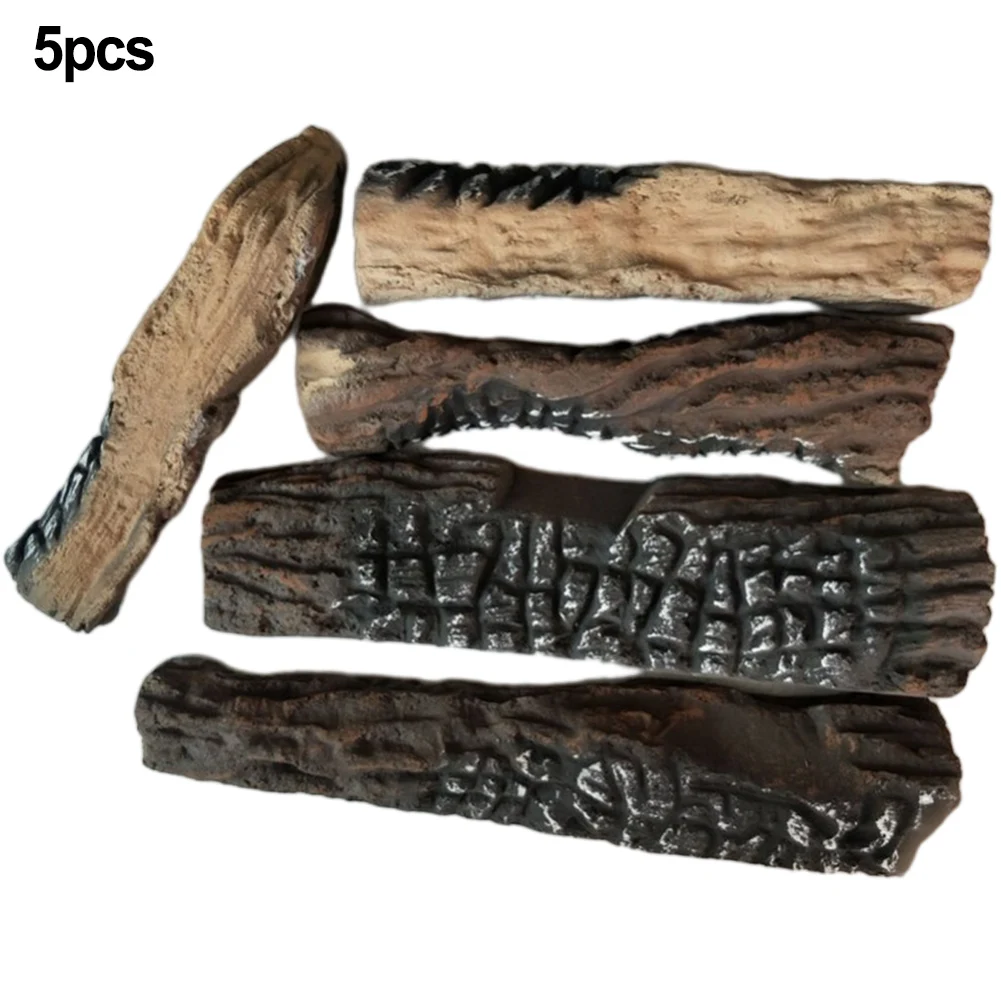 

5pcs Artificial Logs Decorative Wood For Bio-Ethanol Or Gas Fireplace Firewood Kitchen Outdoor Barbecue Tools Accessories