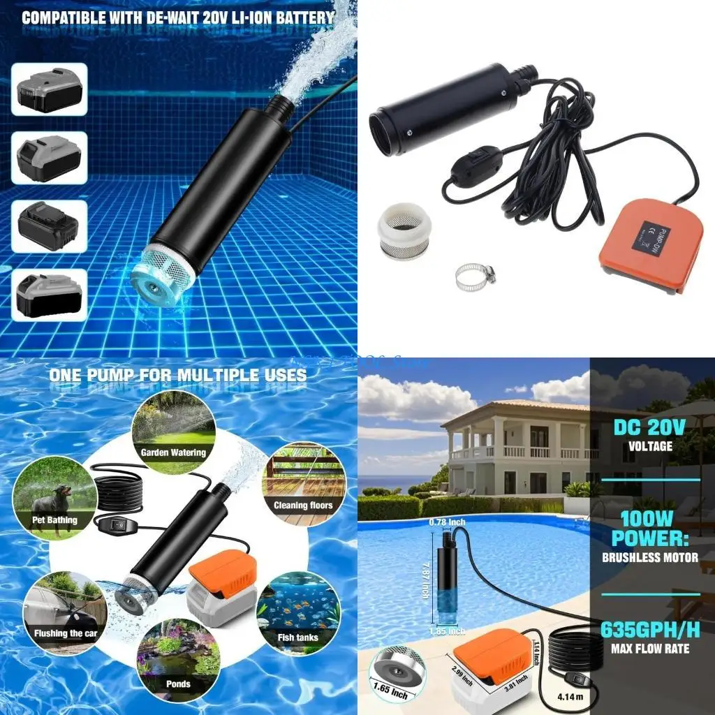 

L8RC 20V Lithiums Battery Powered Drainage Pumps 4500RPM Motor With Sediment Filter For Home Outdoor Use