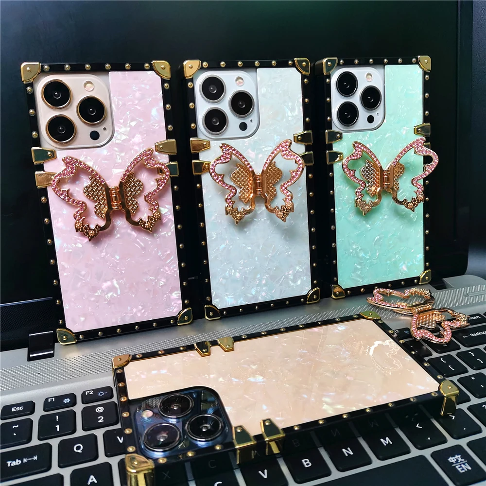 

Luxury Shell Pattern 3D Butterfly Cover Gold Plating Phone Case For iphone 16 PRO MAX 14 PRO 16E 15 PRO MAX 13 11 12 PRO 16 Plus
