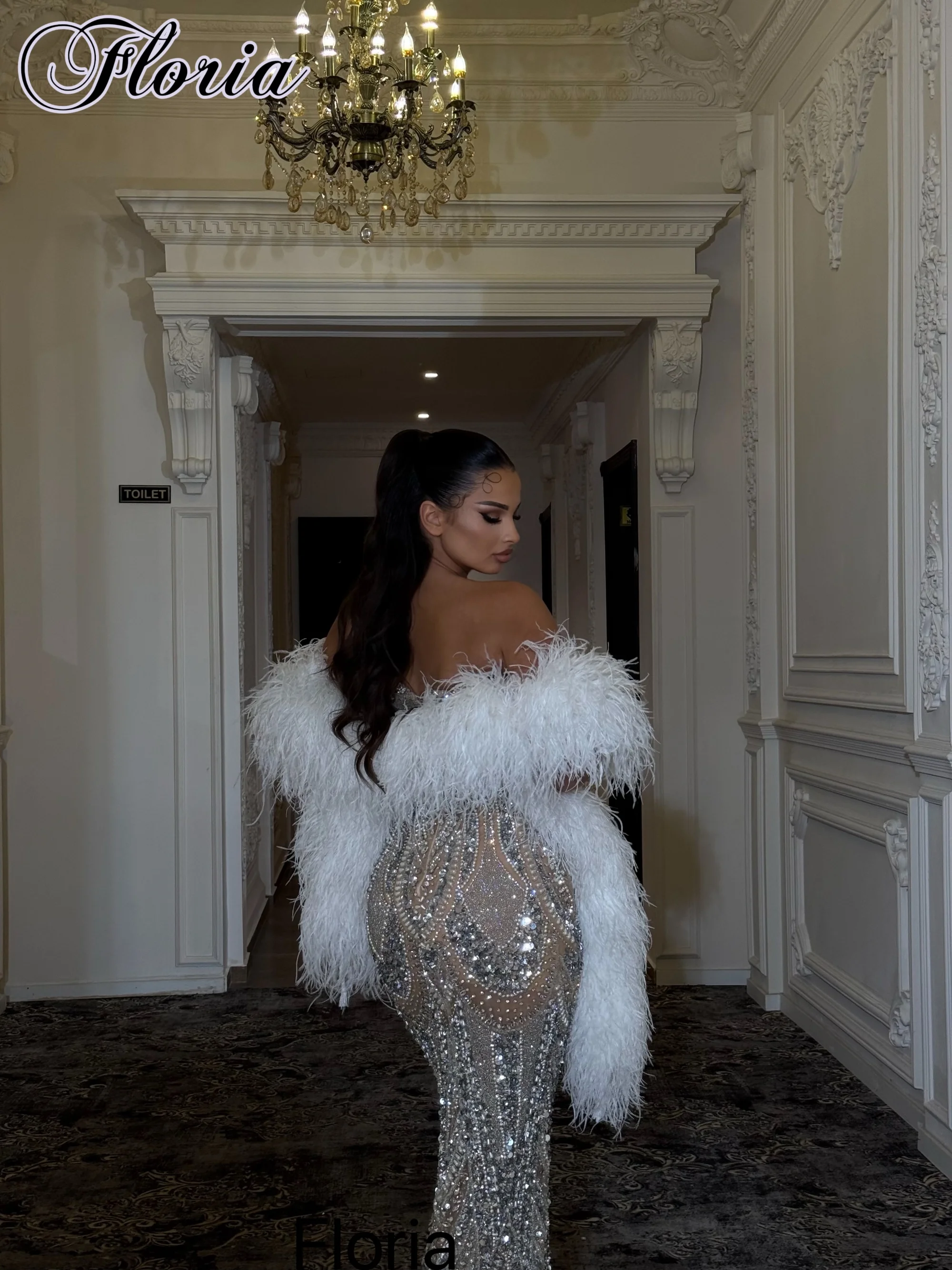 2027 Newest Beaded Champagne Cocktail Dresses With Feathers Cape Sleeve One Shoulder Prom Dresses Vestidos Femenino Customized