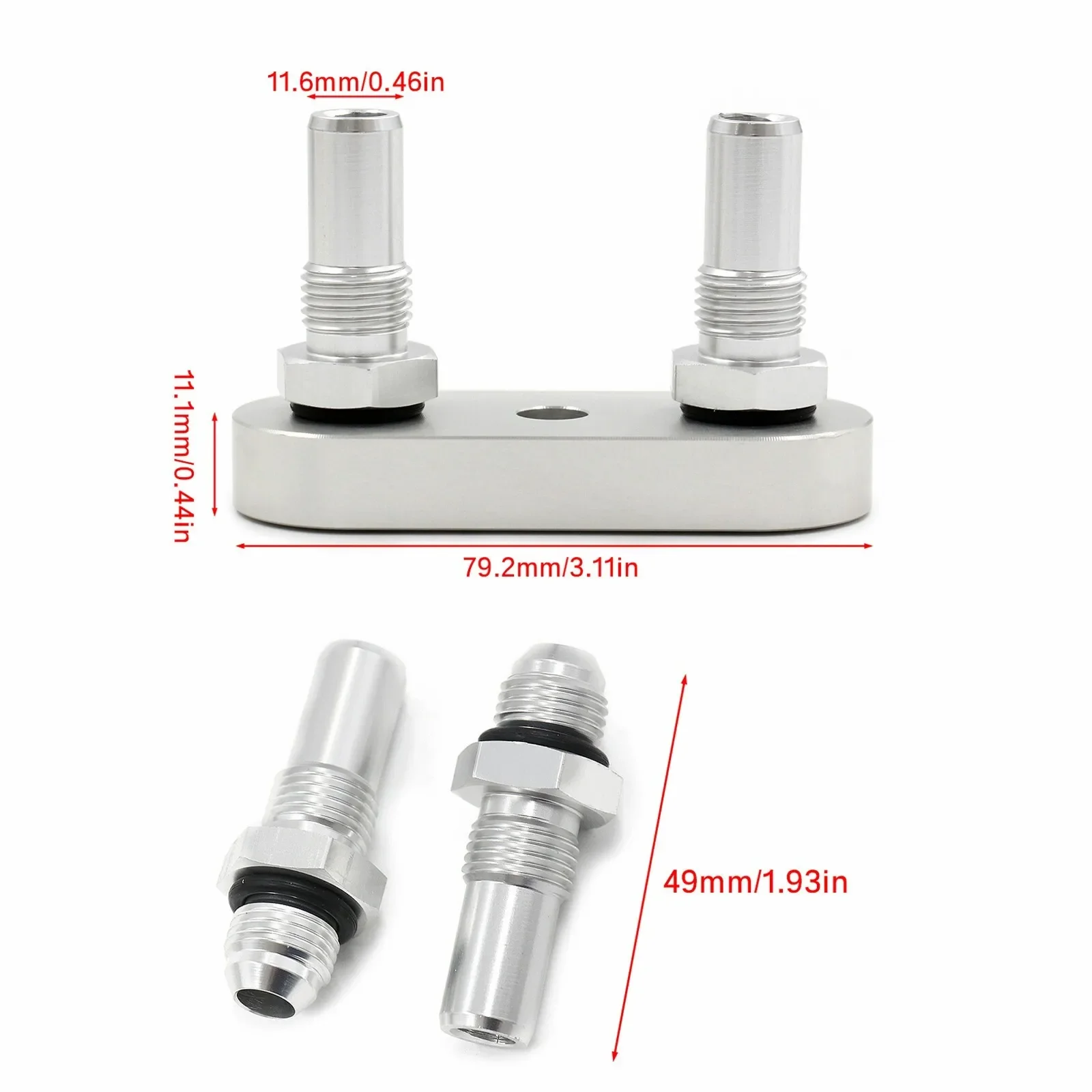 551121-6AN Transmission Cooler Line Adapter Plate with 6AN Fittings Seal For 6L80E 6L90E 8L90E EM-1039-S