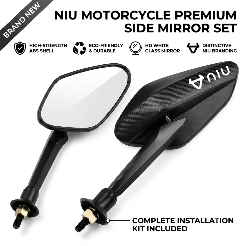 Kohlefaser-Rückspiegel, verstellbare konvexe Motorradspiegel 8mm mit LOGO für NIU N1 N1S M1 U1 M+ NGT 2017 2018 2019 2020