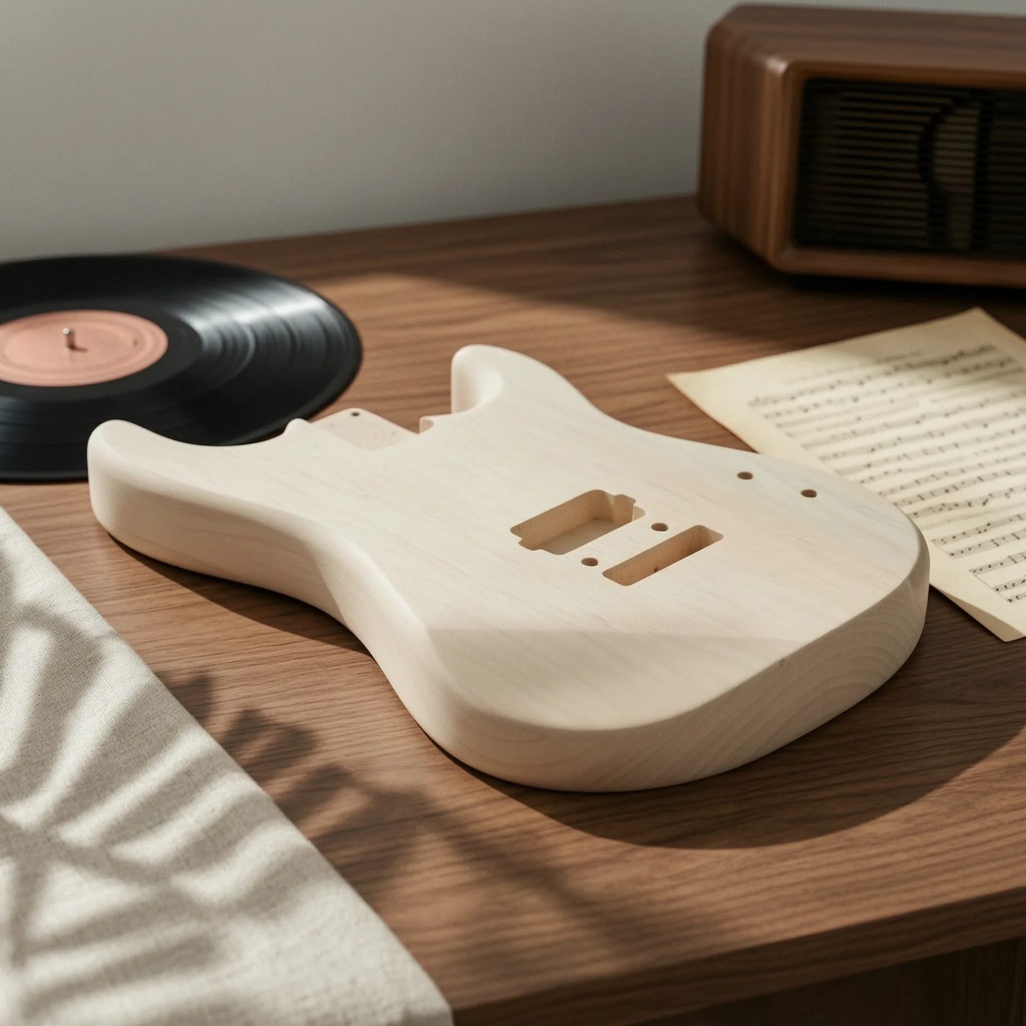 Pre Routed Electric Guitar Body Blank Solid Wood Unfinished with Pre Drilled Holes for Guitar Makers