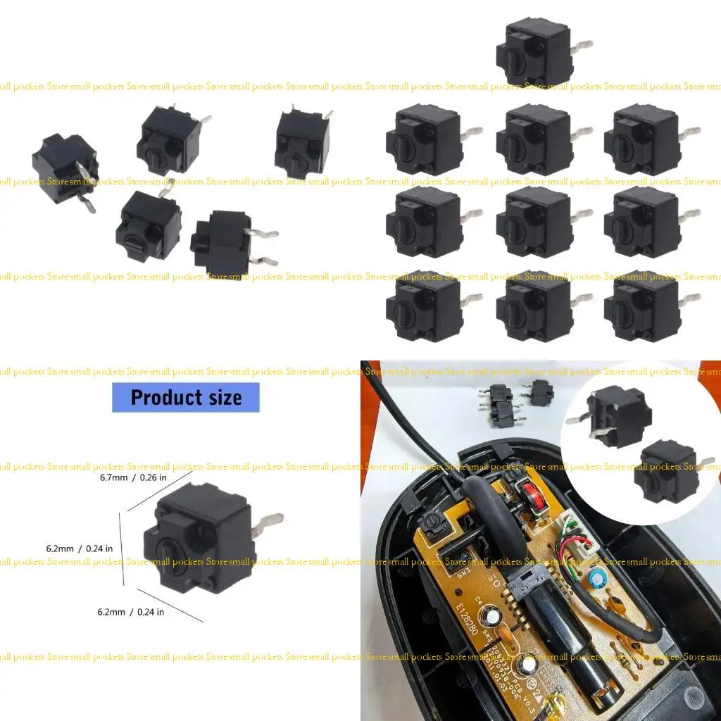 

R1WD 10PCS EVQP0K07KBB4 Кнопка переключателей мыши MicroSwitch Black Spots Gaming Mocouse Microswitch