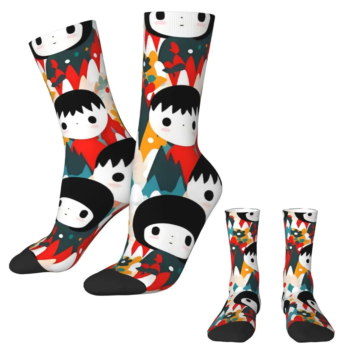 Japanese Dolls Socks Autumn Kaleidoscope Dreams Stockings Trendy Men High Quality Socks Design Skateboard Anti Skid Socks