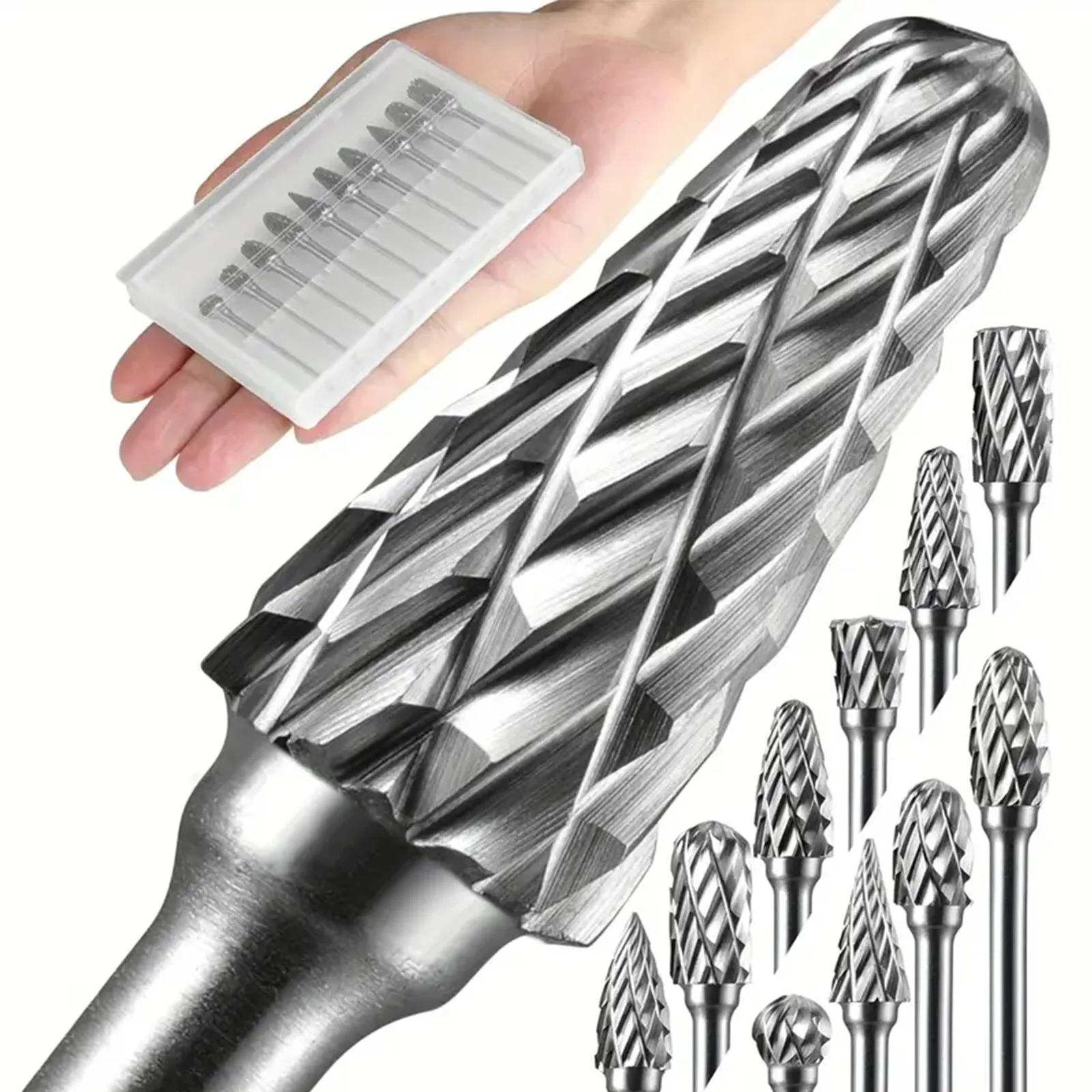 

Набор вращающихся инструментов из вольфрамовой стали, 10 предметов, хвостовик 1/8 дюйма (3 мм), подходит для аксессуаров для вращающихся инструментов. Идеально подходит для деревообработки,