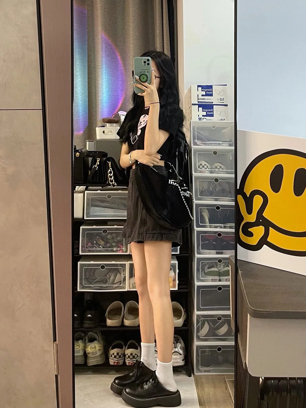 Amerykańska seksowna spódnica jeansowa damska z wysokim stanem, luźna, maskująca biodra, wyszczuplająca, z szerokimi nogawkami, modny design.