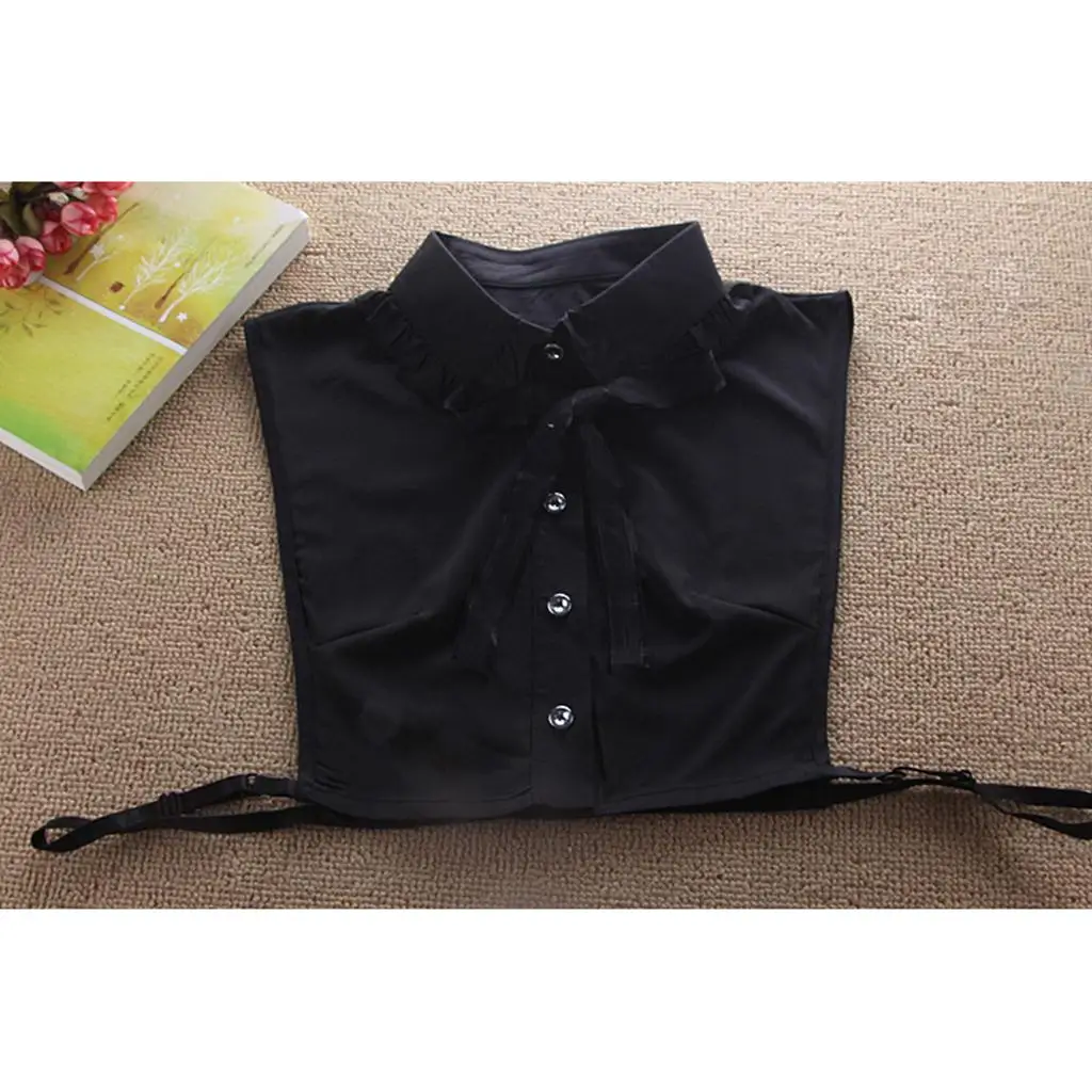 Elegant White Chiffon Fake Collar Lace Tag Removable Half Blouse Adjustable Semi Formal False Collar for Women’s Costumes