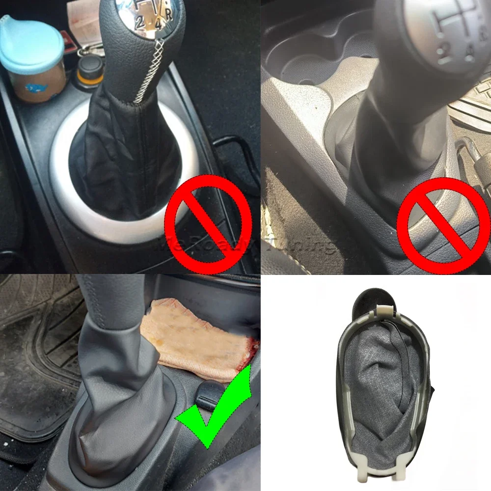 Leather Gear Shift Knob Handle Gaiter Boot for Renault Megane 2 Scenic Clio II Kangoo Logan 2006 2009 Car Interior Accessories