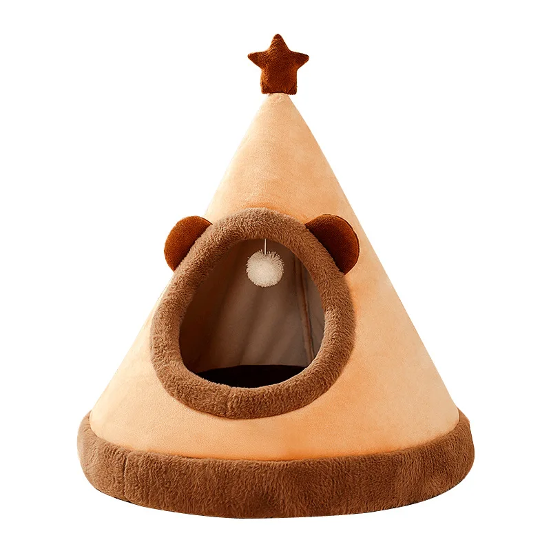 

Autumn Winter Pet Nest Small Brown Bear Christmas Nest Yurt Warm Dog Kennel Cross-Border Wholesale Christmas Ball Tree Ornaments