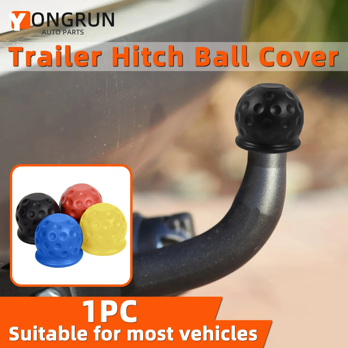 YONGRUN 1PC Car Traction Rod Ball Cover Universal Rubber Traction Hook Protective Cover Trailer Traction Ball Four Color