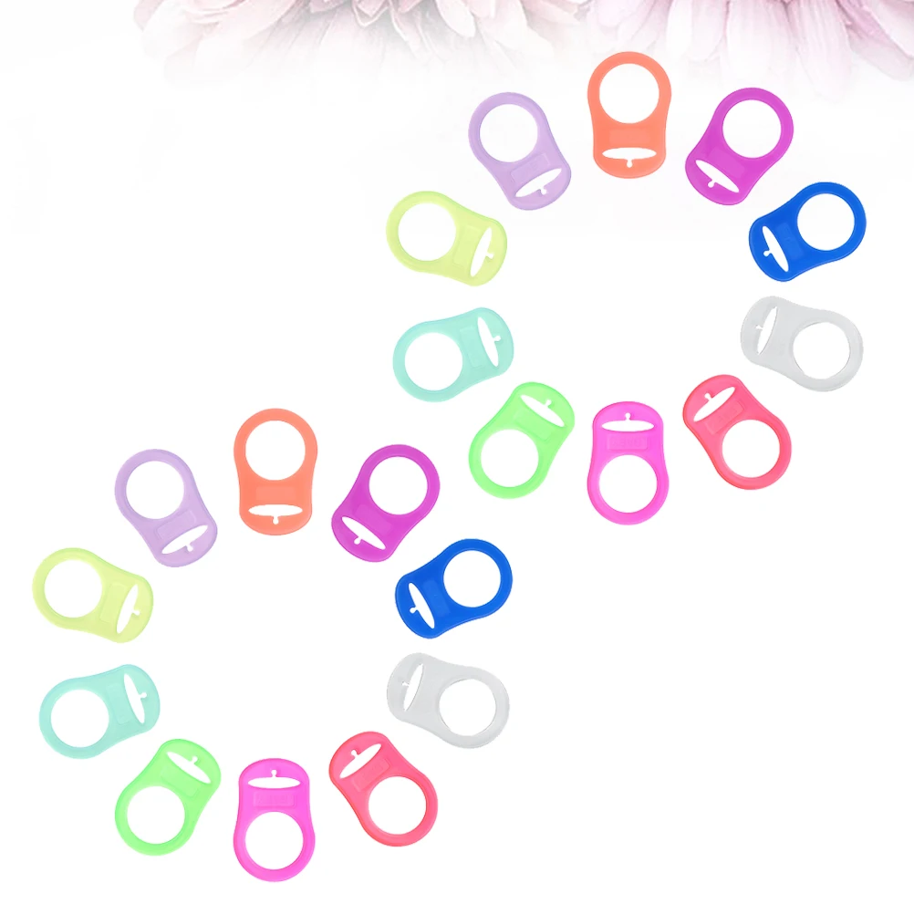 

20Pcs Silicone Pacifier Clips Adapter for Babies Newborn Infant Rings Mixed Color Silicone Pacifier Clip