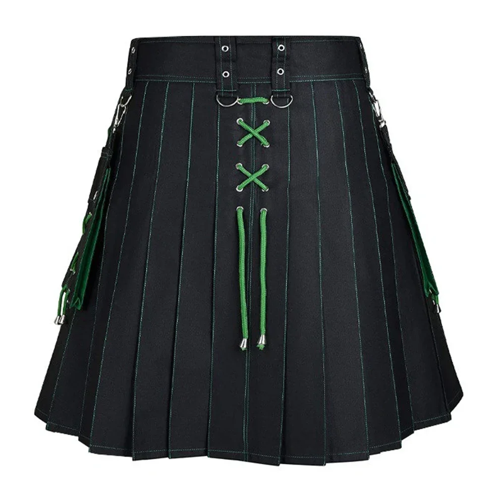 Traditional Scottish Festival Men Kilt  Medieval Skirt with Pocket  Suitable for Spring  Autumn  Winter Seasons