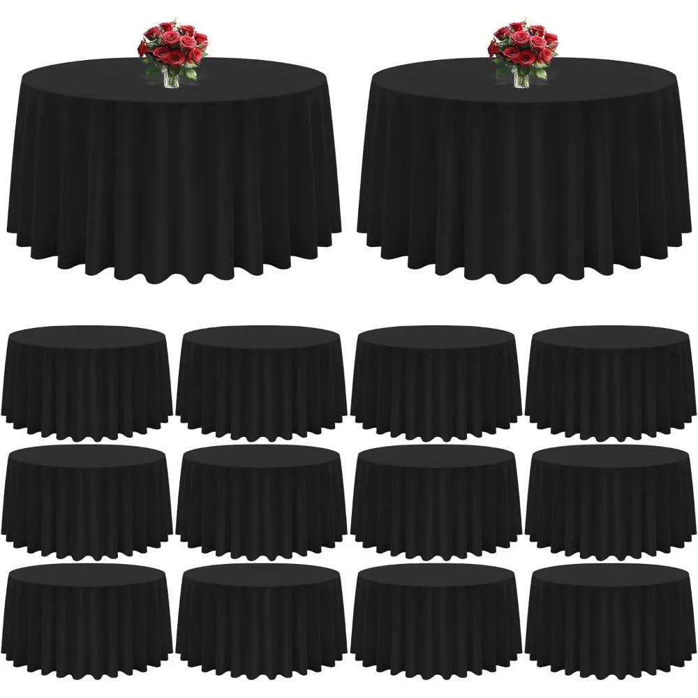 

Моющаяся 120-дюймовая черная круглая скатерть из полиэстера с устойчивостью к пятнам и морщинам