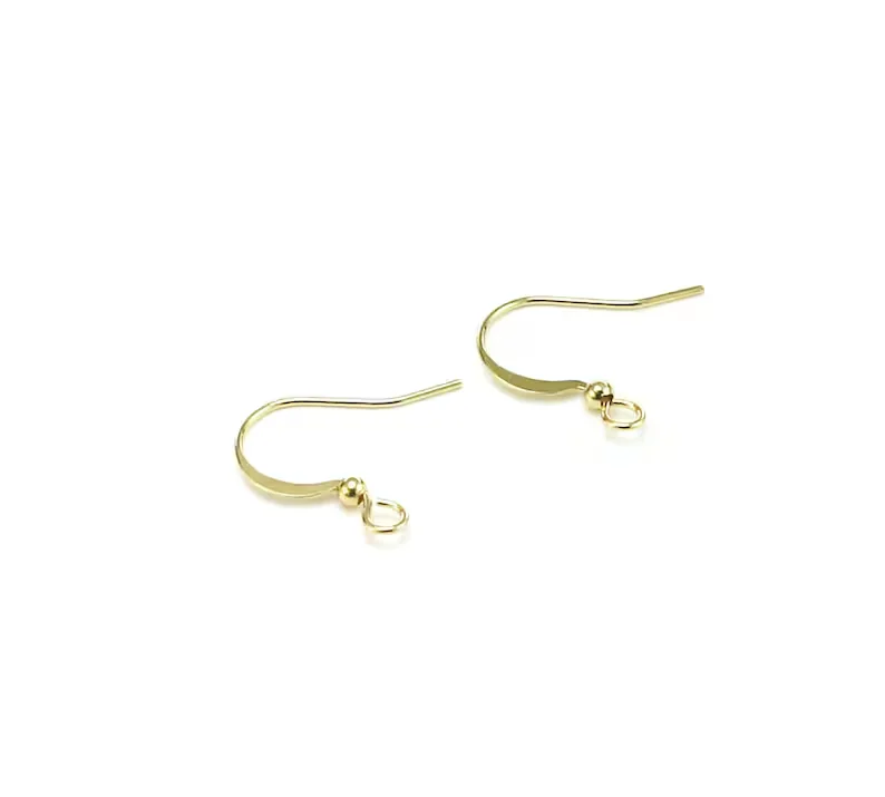 20pcs Simple Earring Wires, Gold Beads Earring Hooks, Ear Wires, Jewelry making, 17.5x16.3mm, Real gold plated - GH901