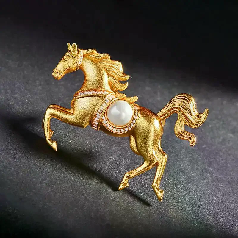 موضة الراين اللؤلؤ سبيكة الحصان دبابيس زودياك المهر دبابيس النساء الرجال الملابس والاكسسوارات دعوى التلبيب الصدار هدايا السنة الجديدة #3