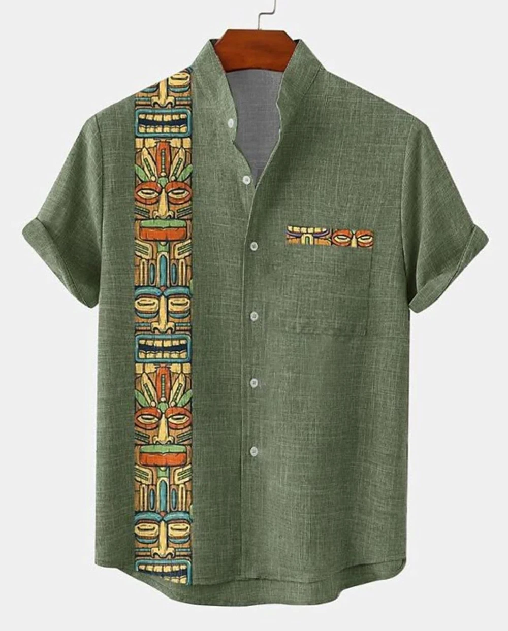 

Men's ethnic style short-sleeved shirt goldfish high-definition printed shirt Hawaiian outdoor party clothes men's ready supply