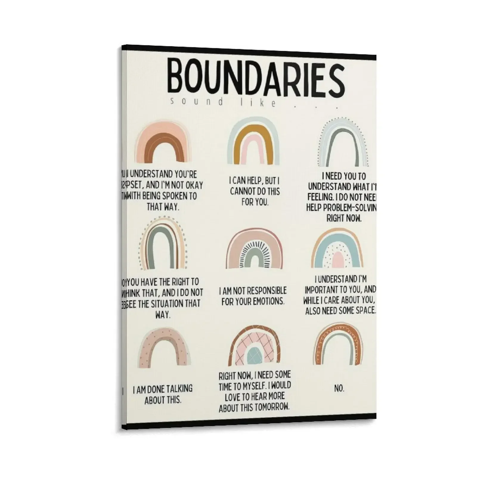 

Boundaries Sound Like - Therapy Office Decor - Boundaries Psychology Art Canvas Painting decoration for the room anime