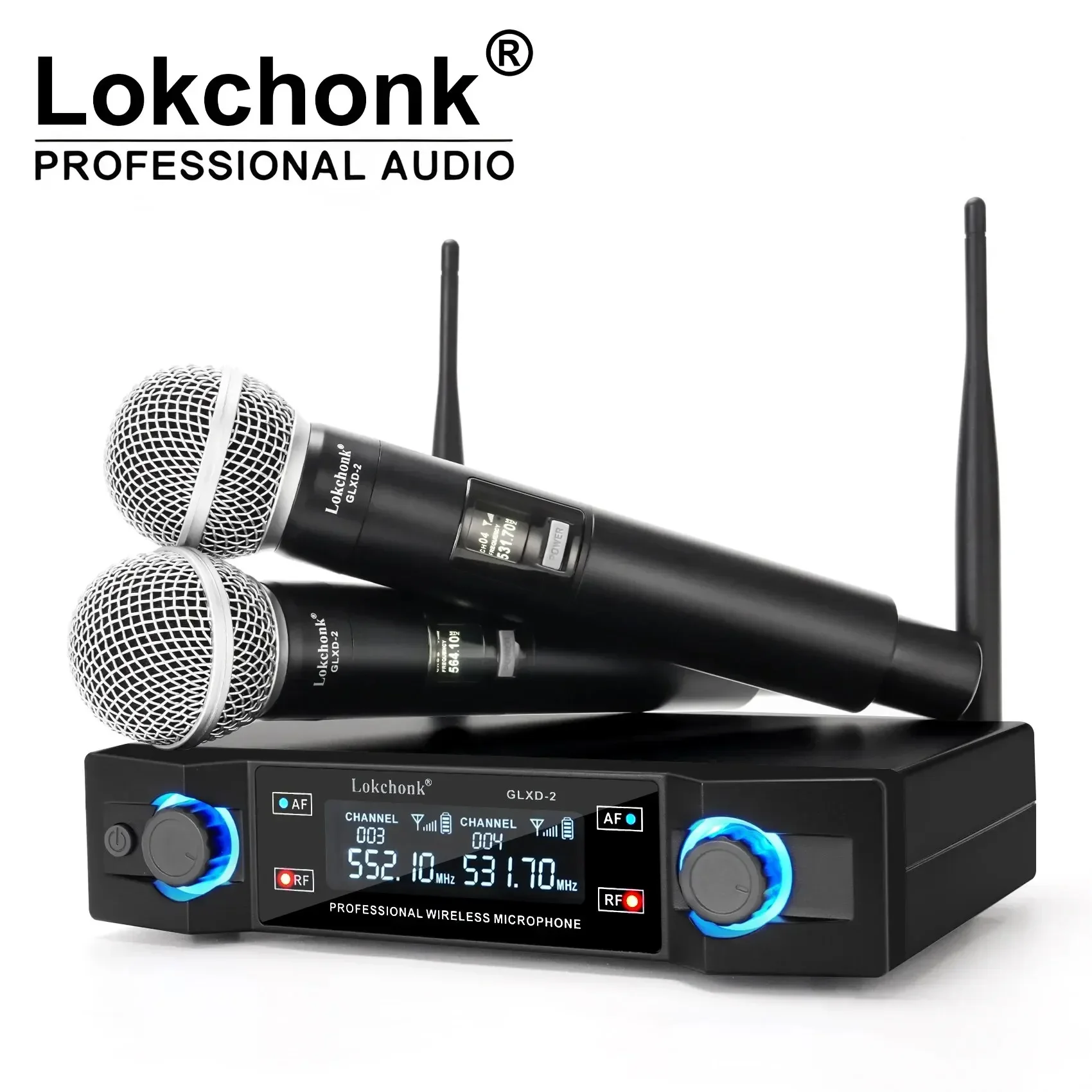 GLXD2 Professional Wireless Microphone System Dual Channel UHF Fixed Frequency Cordless Handheld Dynamic Mic For Karaoke Party