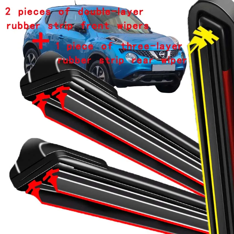 

Silicone Front & Rear Wiper Set For Nissan Juke F15 2010 - 2016 2011 2012 coated windshield wiper blade 22"+14"+12"