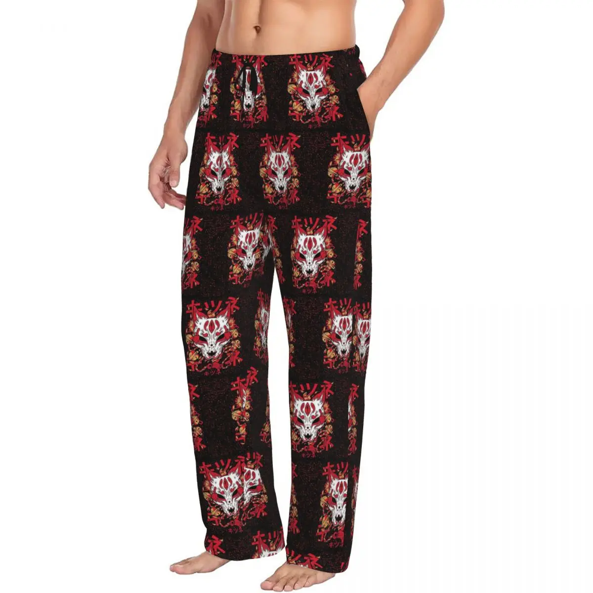 

Мужские пижамные штаны Kitsune Yokai Fox на заказ, одежда для сна с карманами
