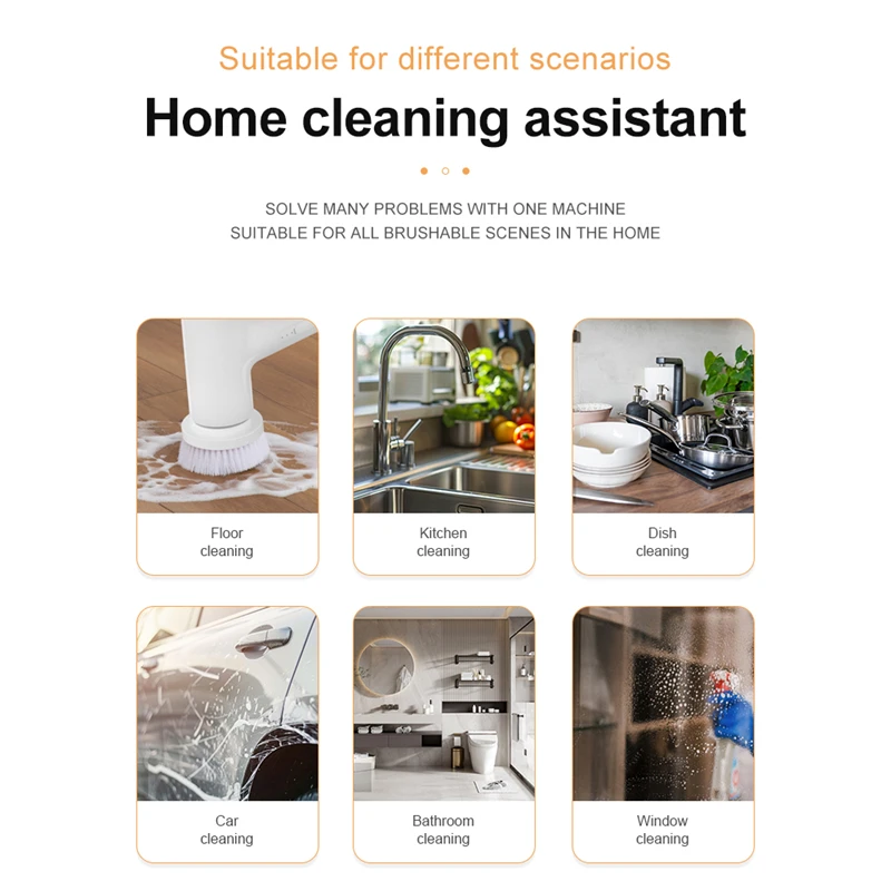 Electric Cleaning Brush Wireless Telescopic Handheld Household Kitchen Floor Bathroom Clean Scrubber
