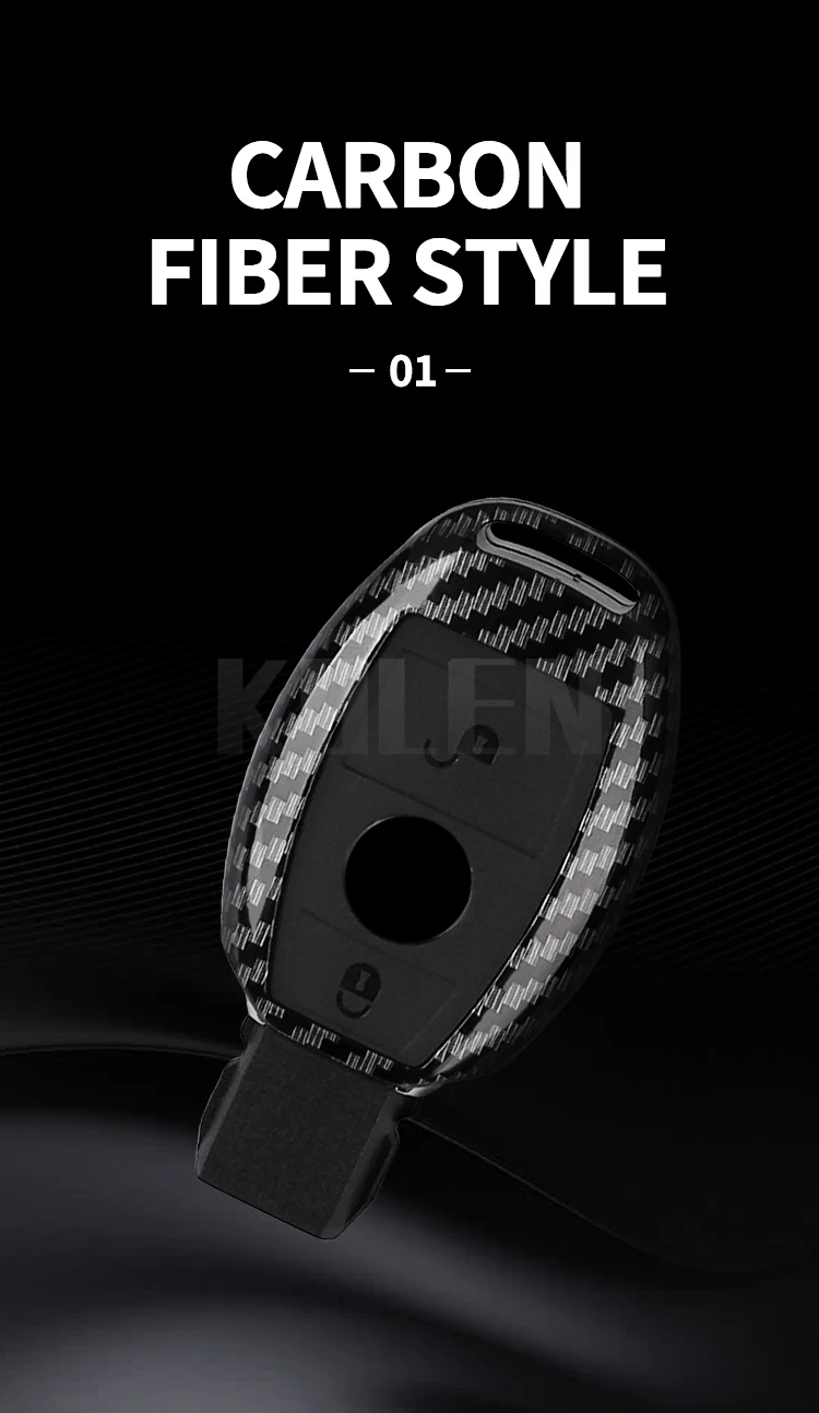 2 3 Tasten Carbonfaser Autoschlüsselhülle für Mercedes Benz A B C E Klasse GLS GLA GLK GLC CLS CLA W204 W205 W212 W463 W176 – Detail 2