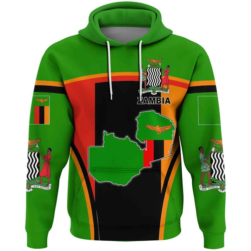 

Zambia Flag Map 3D Print Hoodies For Men Clothes Africa Boy Tracksuit Coat Of Arms Graphic Sweatshirts National Emblem Male Top