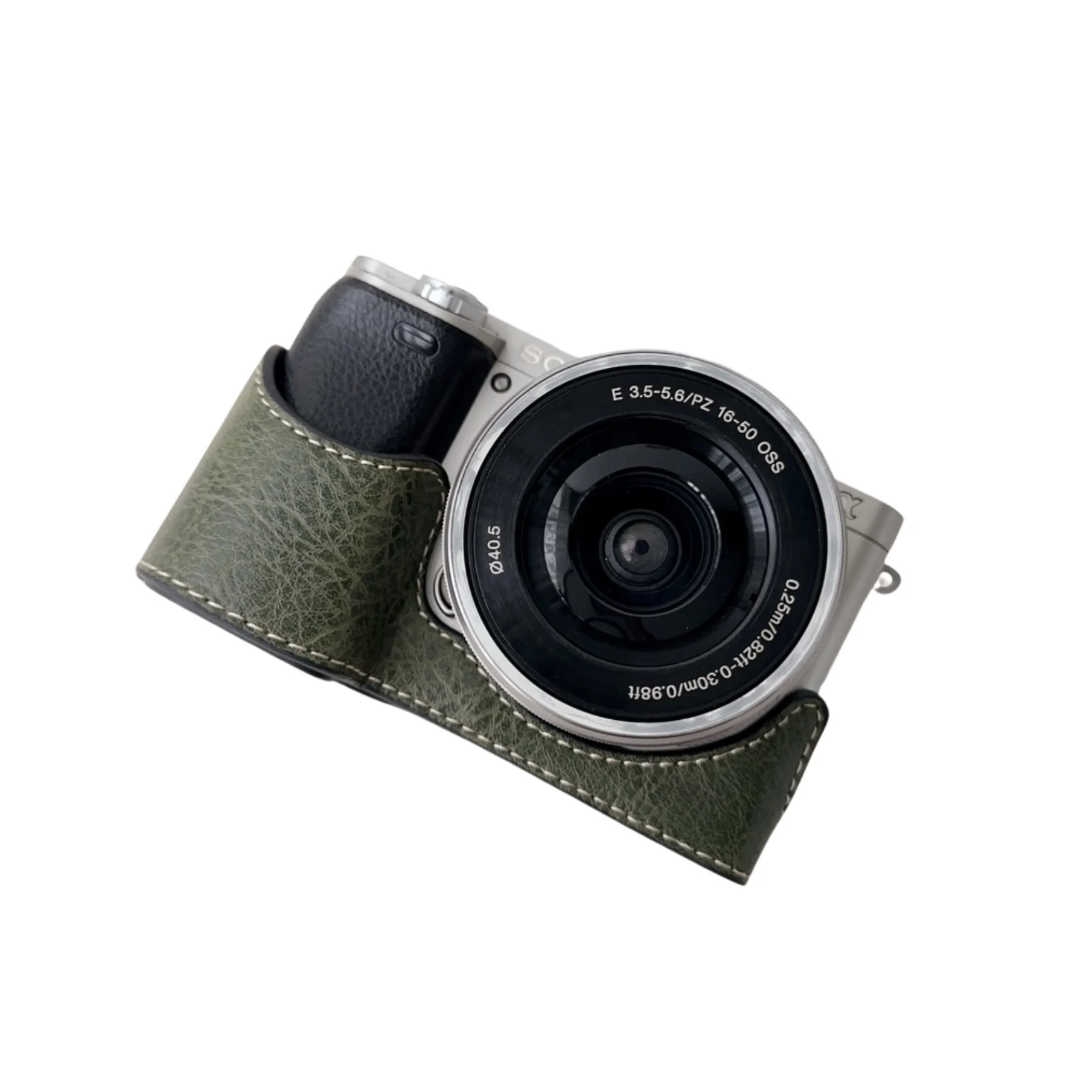 Bolsa para câmera padrão búfalo, Estojo de couro PU, Metade do corpo para Sony Alpha a6400, Capa protetora de abertura