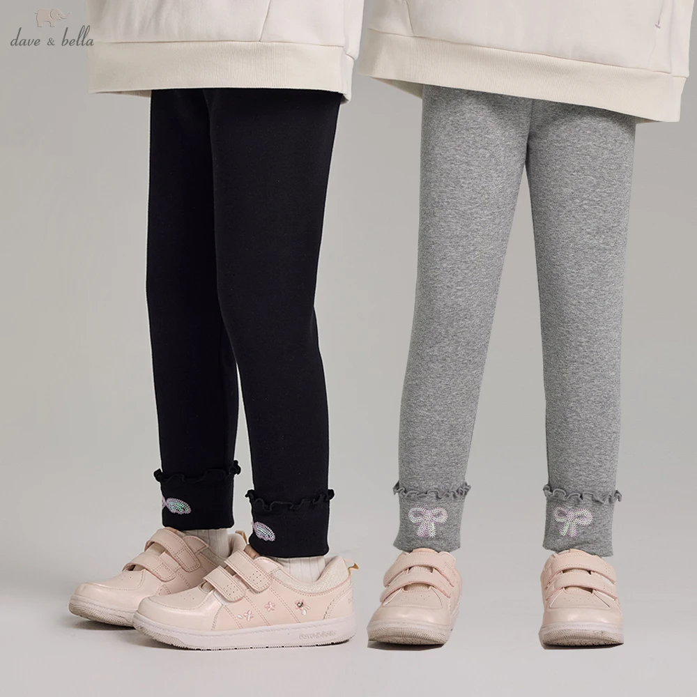Dave Bella Girls Fleece-lined Leggings Winter Warm Knitted Pants 7-13 Years Kids Elastic Waist Trousers DK4263953