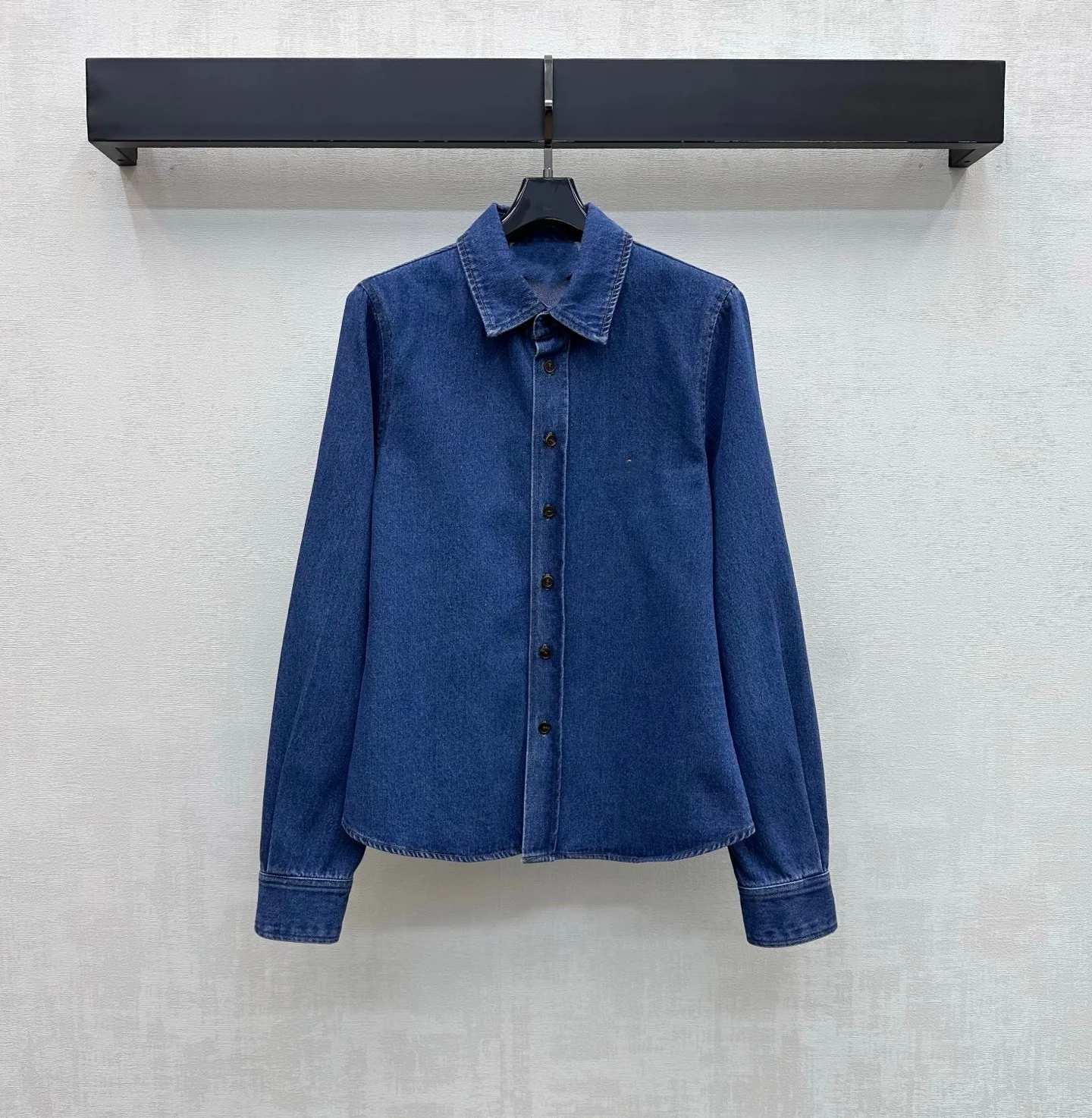 2026 New Embroidered Collar Denim Jacket   Twill Cotton Denim Buttoned Simple Collar Long-Sleeved Shirt Jacket
