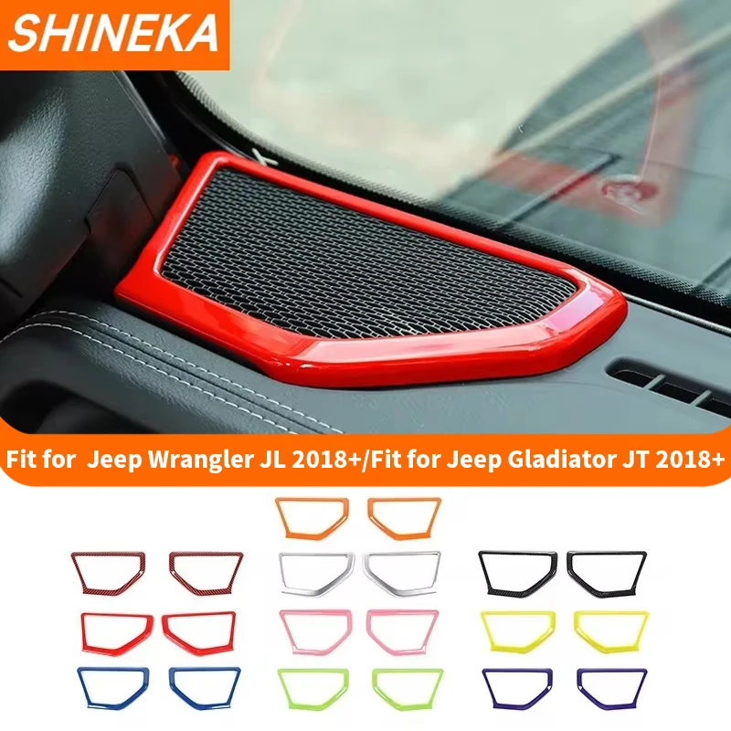 SHINEKA Car A pillar Speaker Decoration Ring Cover for Jeep Wrangler JL Gladiator JT 2018 2019 2020 2021 Up Interior Accessories