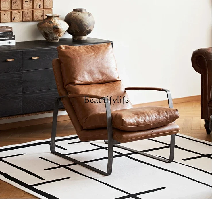 

X4 Retro Leisure First Layer Full Leather Sofa Living Room Lazy Sofa Mid-Ancient Recliner