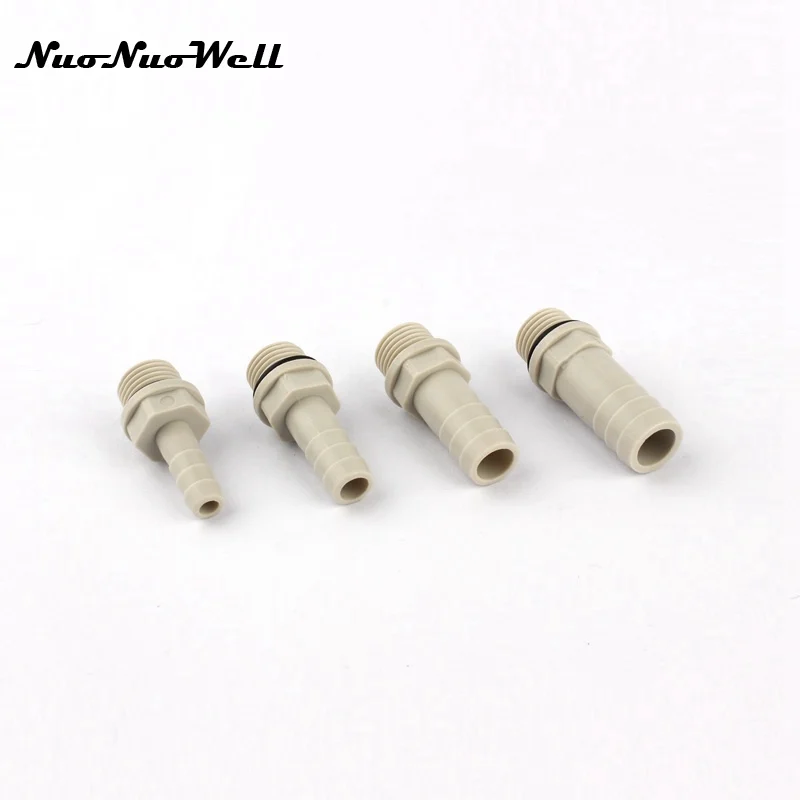 Plastic-Steel Hose Straight Connector, Aquarium Air Pump Joint, Fish Tank Pipe Adapter, 1/4 "Thread to 6mm, 8mm, 10mm, 5Pcs