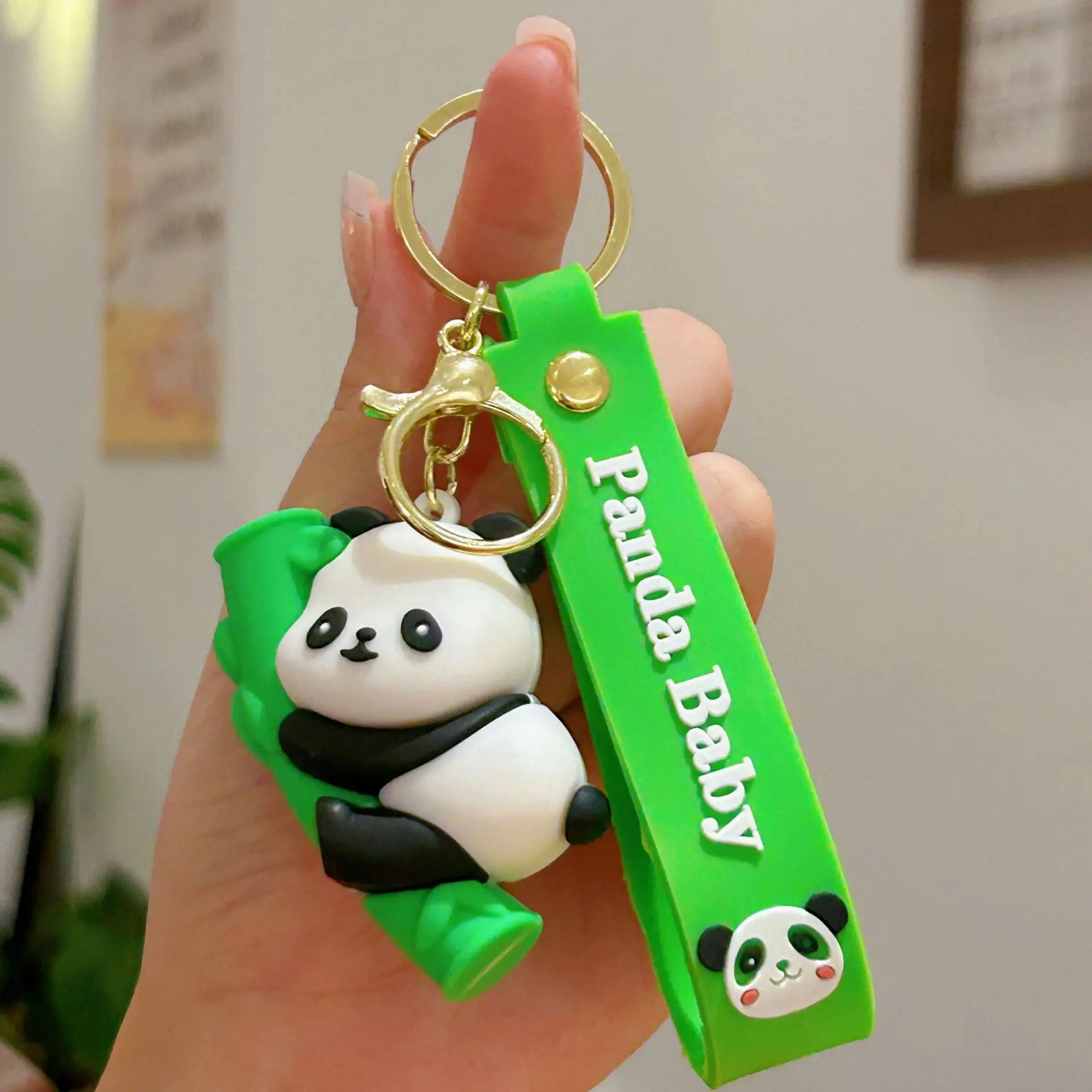 bamboo keychain Carrying Bamboo Panda Bag Keychain Sichuan Giant Panda. Cute Keychain Car Pendant Small Gift