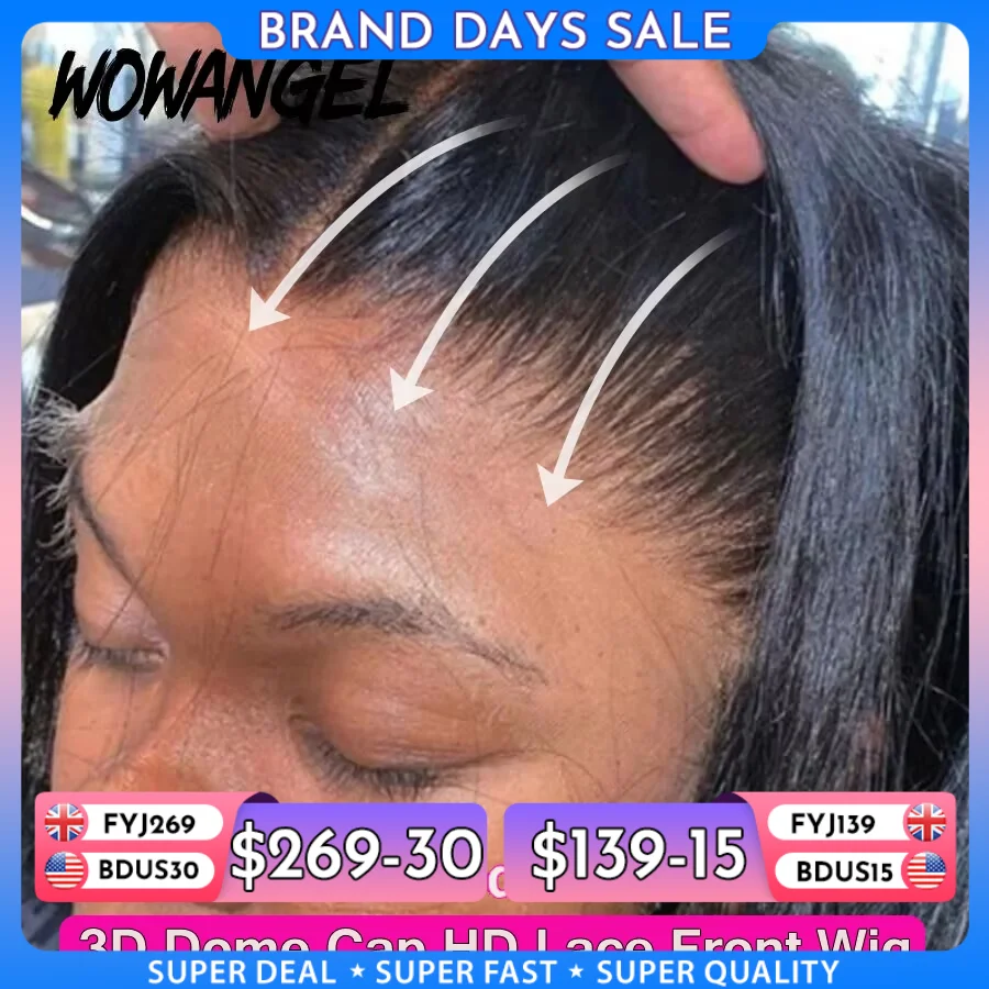 Wow Angel 250 % 13 x 6 HD-Spitze-Frontal-Perücke, gerade, extrem tailliert, HD-transparente Spitzenfront-Echthaar-Perücken, Schmelzhäute für Frauen