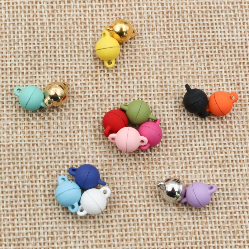 5 Sets Round Heart Shape Magnetic Connected Clasps Beads Charms End Caps for DIY Couple Bracelet Necklace Making Jewelry