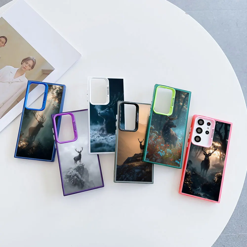 Shockproof Case for Samsung Galaxy S26 S25 Edge S24 S23 S22 Plus S21 Ultra S20 FE Color Phone Cover Silent Winter Woodland Deer