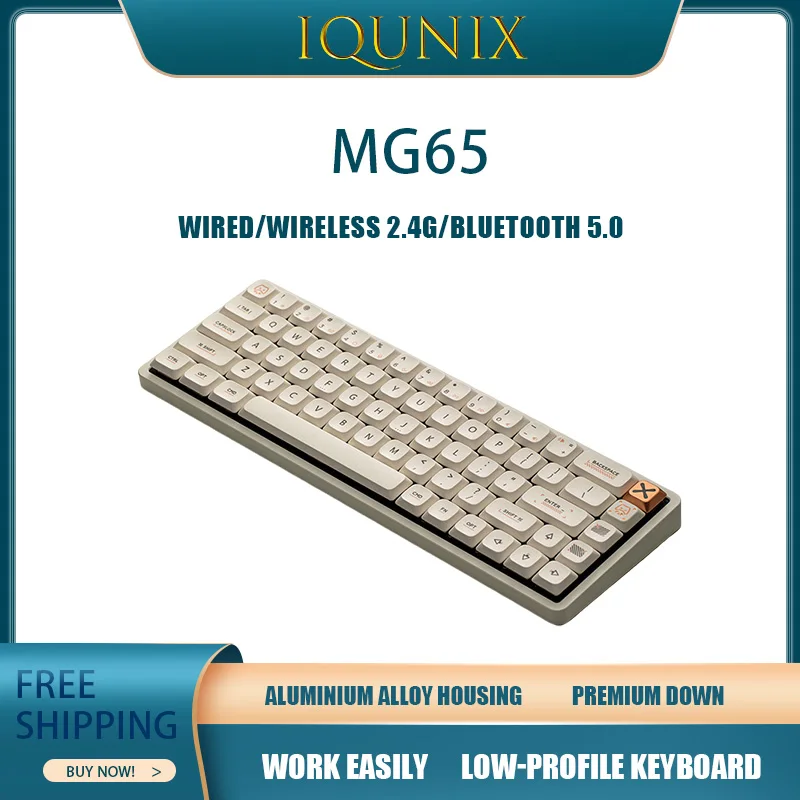 

Iqunix Mg65 Низкопрофильная механическая клавиатура Трехрежимная беспроводная Bluetooth Портативная Бесшумная в офисном планшете Ноутбук Подарок
